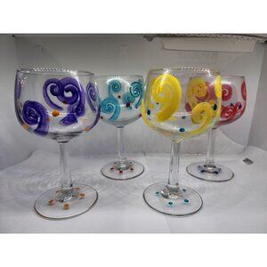 Hand Painted Swirl Wine Glasses